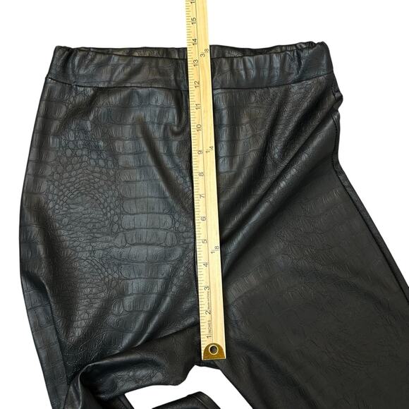 Missy Empire Faux Croc Pants Womens Size 12 Black High Waist Stretch Moto Y2K - Picture 7 of 9